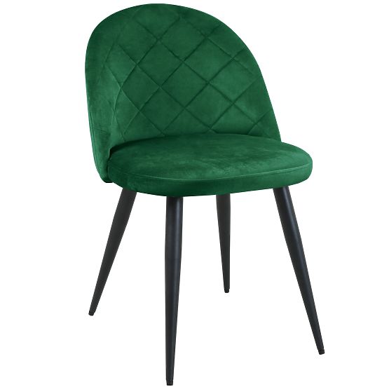 4x Velvet Upholstered Chairs SJ.077 Bottle Green