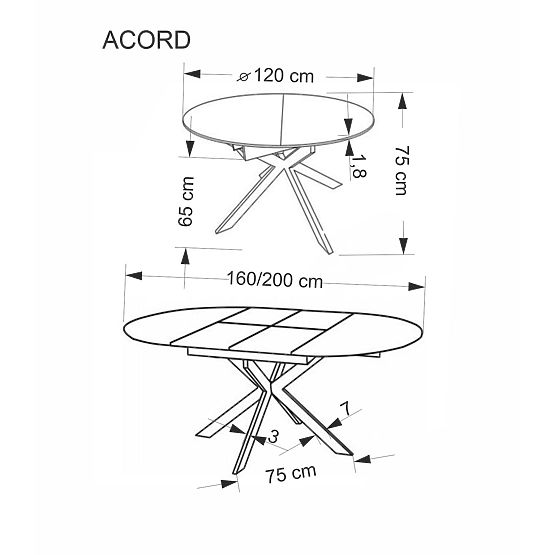 ACORD Extendable Table, Natural/Black (2p=1pc)