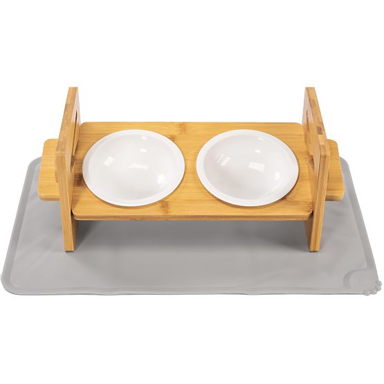 Adjustable Ceramic Bowls for Dogs or Cats with Silicone Mat Set PJ-082