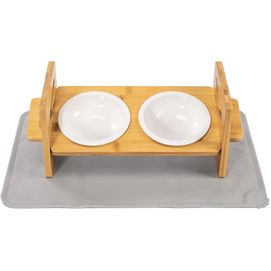Adjustable Ceramic Bowls for Dogs or Cats with Silicone Mat Set PJ-082