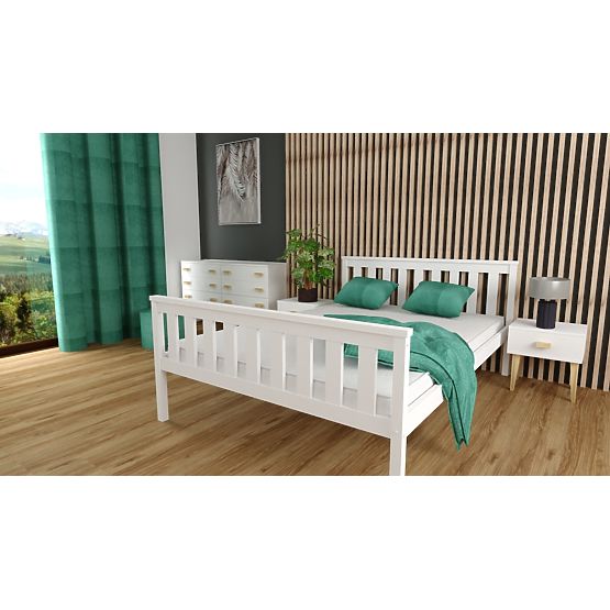 Wooden Bed Aga 200 x 90 cm - White