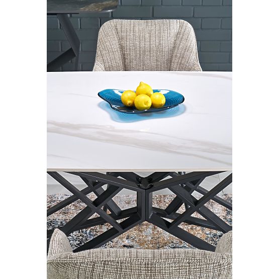 ALFREDO Extendable Table, White Marble / Black (2p=1pc)