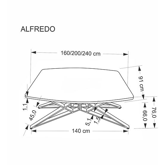 ALFREDO Extendable Table, White Marble / Black (2p=1pc)
