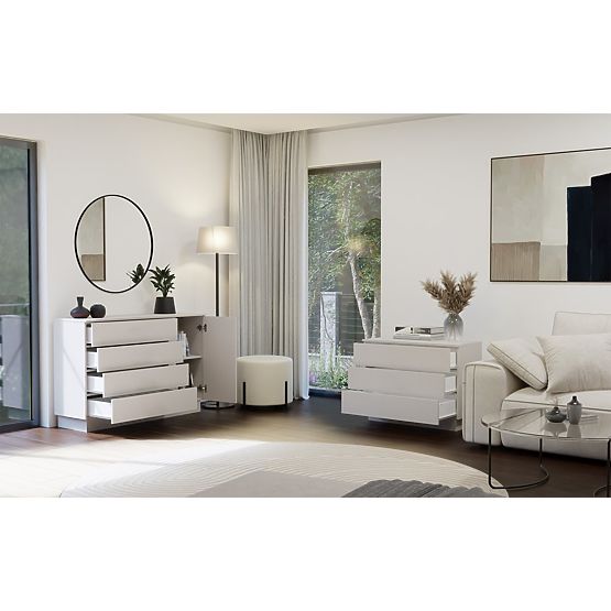 AMBER 1D4S Dresser Cabinet 1 Door 4 Drawers for Bedroom Living Room CASHMERE Beige