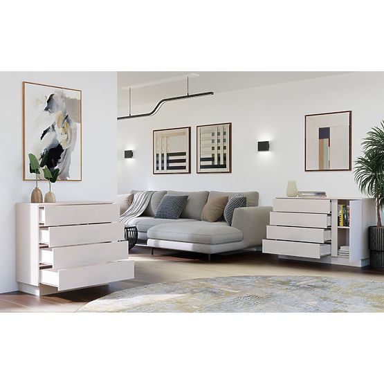 AMBER 1D4S Dresser Cabinet 1 Door 4 Drawers for Bedroom Living Room CASHMERE Beige