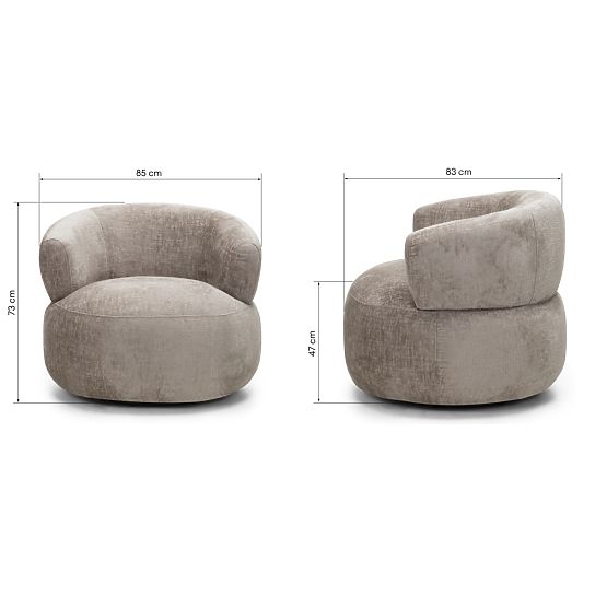 Ambi Swivel Chair Beige, Rounded Shapes