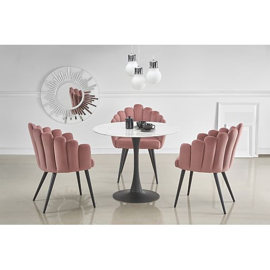 AMBROSIO Round Table, Top - Glass, Leg - Black (2p=1pc)