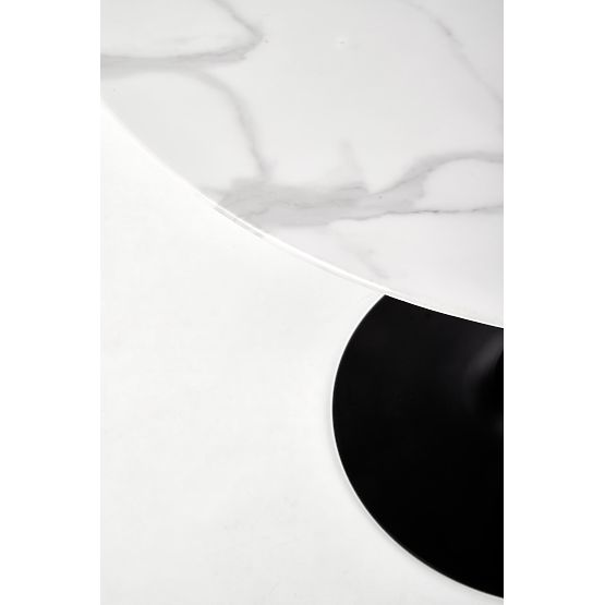 AMBROSIO Round Table, Top - Glass, Leg - Black (2p=1pc)