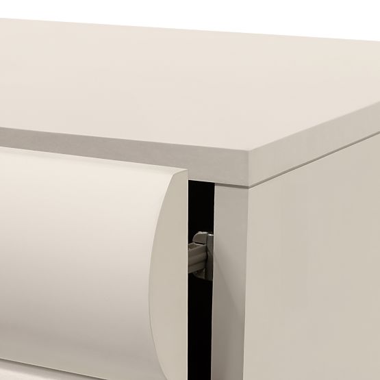 Anatra Bedside Table, Grooved, Beige, Rounded Shapes