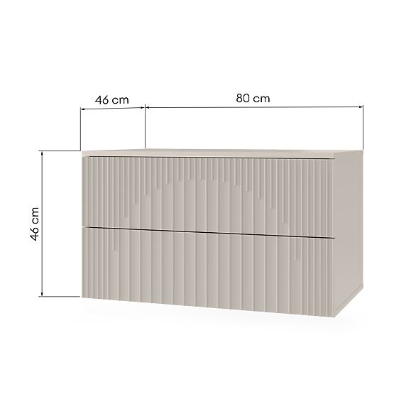 Arcano 80 cm Under-Sink Cabinet, Grooved, Cashmere