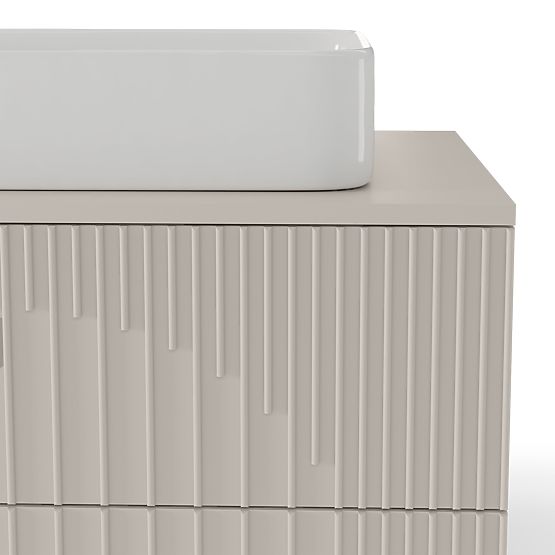 Arcano 80 cm Under-Sink Cabinet, Grooved, Cashmere