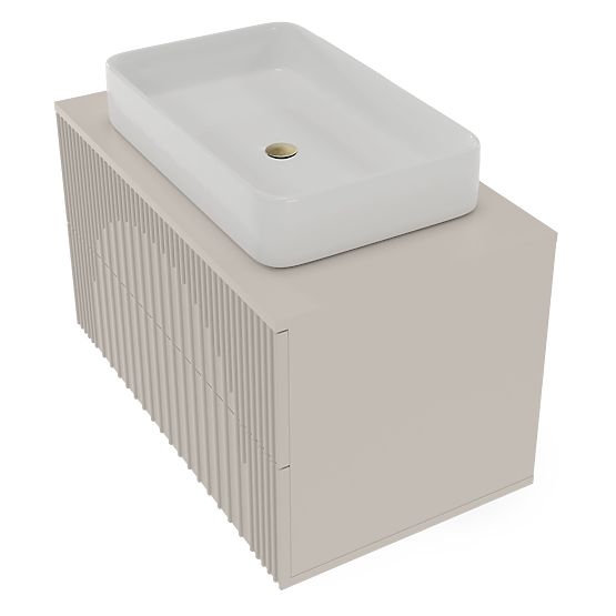Arcano 80 cm Under-Sink Cabinet, Grooved, Cashmere