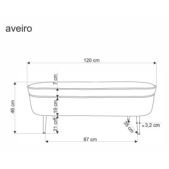 AVEIRO bench with storage, cream (1p=1pc)