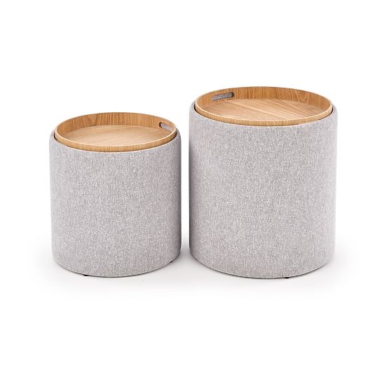 AVIKO Set of 2 Poufs, Light Gray (1p=1pc)