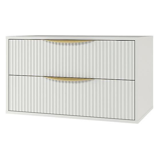 Avila 2.0 Cabinet for Countertop Sink, 80 cm, Grooved, Gold Handles, White