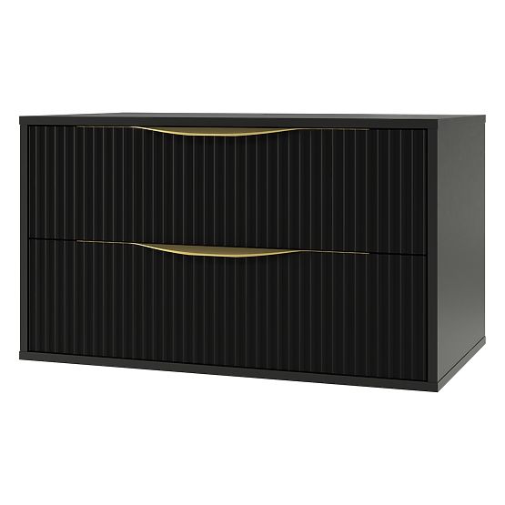 Avila 2.0 Under-Sink Cabinet, 80 cm, Grooved, Gold Handles, Black