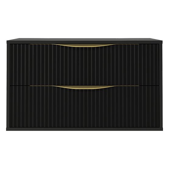 Avila 2.0 Under-Sink Cabinet, 80 cm, Grooved, Gold Handles, Black