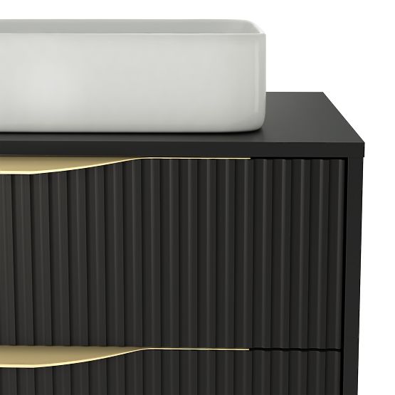 Avila 2.0 Under-Sink Cabinet, 80 cm, Grooved, Gold Handles, Black
