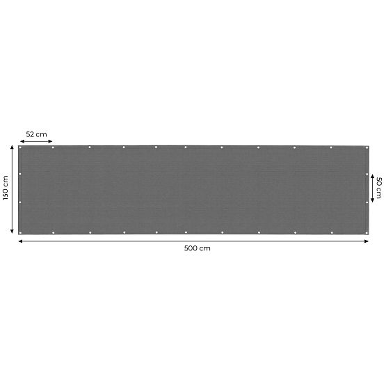 Balcony Screen with Fittings 150x500 cm Shading Net + Installation Elements Grey MultiGarden