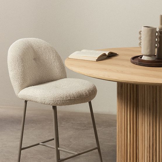 Bar Stool Fiori Light Beige, Rounded Shapes