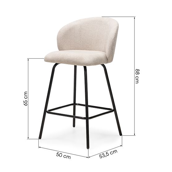 Bar Stool Larisa, Light Beige/Black Legs