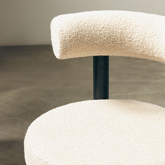 Bar Stool Pedro, Beige/Black Legs, Boucle