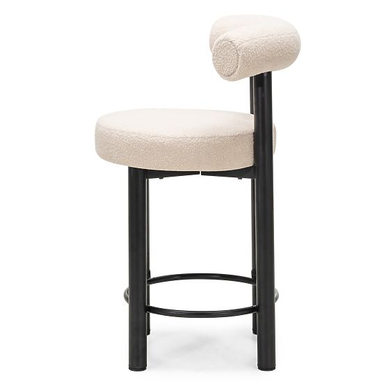 Bar Stool Pedro, Beige/Black Legs, Boucle