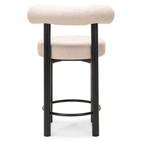 Bar Stool Pedro, Beige/Black Legs, Boucle