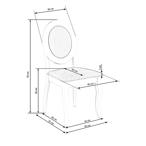 BAROCK Chair White/Grey (1p=2pcs)