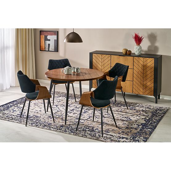 BARRY round table, top - walnut, legs - black (1p=1pc)