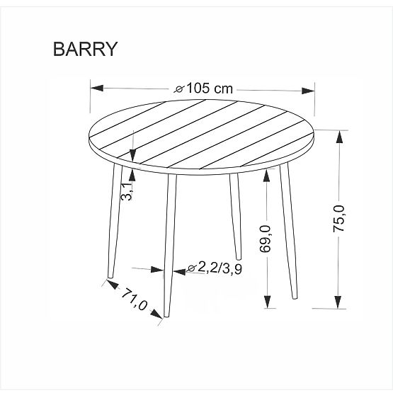 BARRY round table, top - walnut, legs - black (1p=1pc)