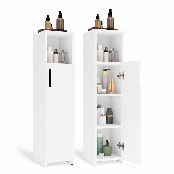 Bathroom Cabinet ALVO 1D WHITE 4 Shelves 1 Door Bathroom Cabinet