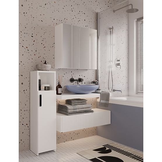 Bathroom Cabinet ALVO 1D WHITE 4 Shelves 1 Door Bathroom Cabinet