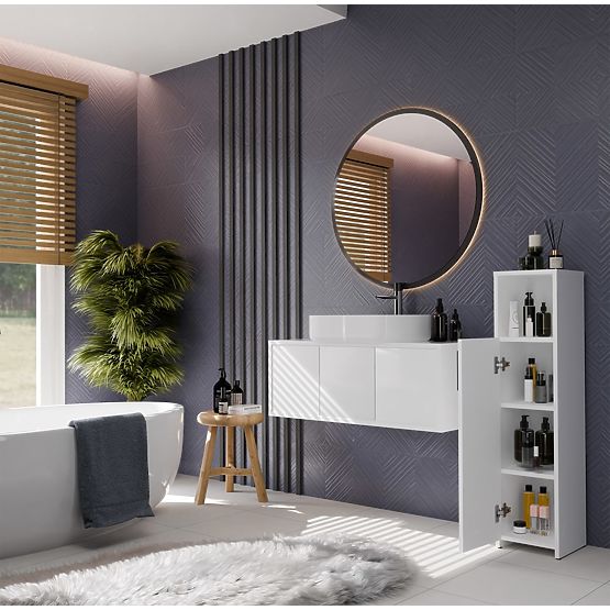 Bathroom Cabinet ALVO 1D WHITE 4 Shelves 1 Door Bathroom Cabinet