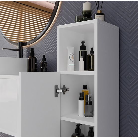 Bathroom Cabinet ALVO 1D WHITE 4 Shelves 1 Door Bathroom Cabinet