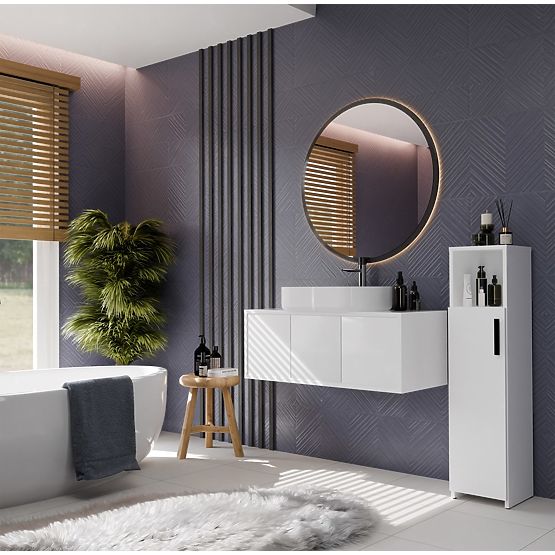 Bathroom Cabinet ALVO 1D WHITE 4 Shelves 1 Door Bathroom Cabinet