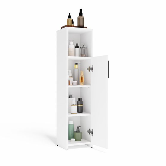 Bathroom Cabinet ALVO 1D WHITE 4 Shelves 1 Door Bathroom Cabinet