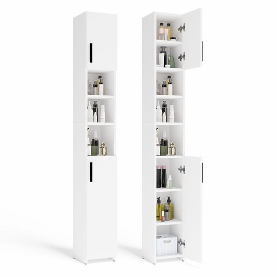 Bathroom Cabinet ALVO 2D WHITE 8 Shelves 2 Doors Bathroom Cabinet