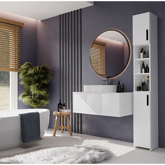 Bathroom Cabinet ALVO 2D WHITE 8 Shelves 2 Doors Bathroom Cabinet