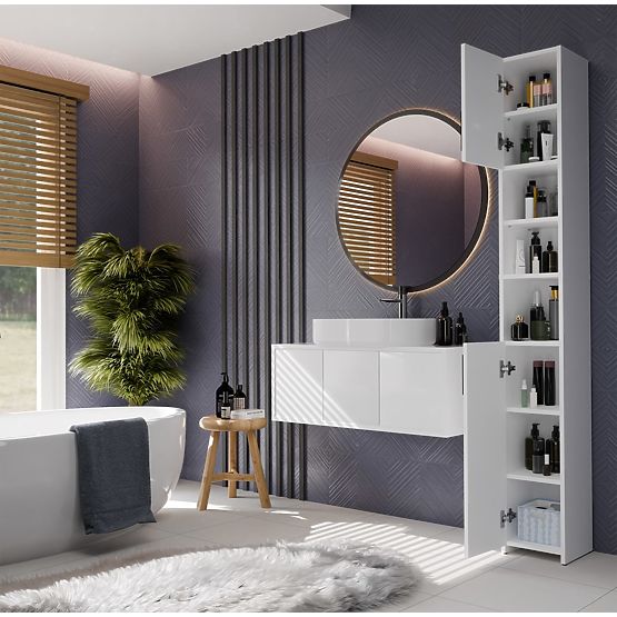 Bathroom Cabinet ALVO 2D WHITE 8 Shelves 2 Doors Bathroom Cabinet