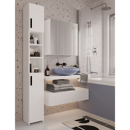 Bathroom Cabinet ALVO 2D WHITE 8 Shelves 2 Doors Bathroom Cabinet