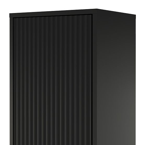 Bathroom Cabinet Column Avila, Grooved, Gold Handle, Black