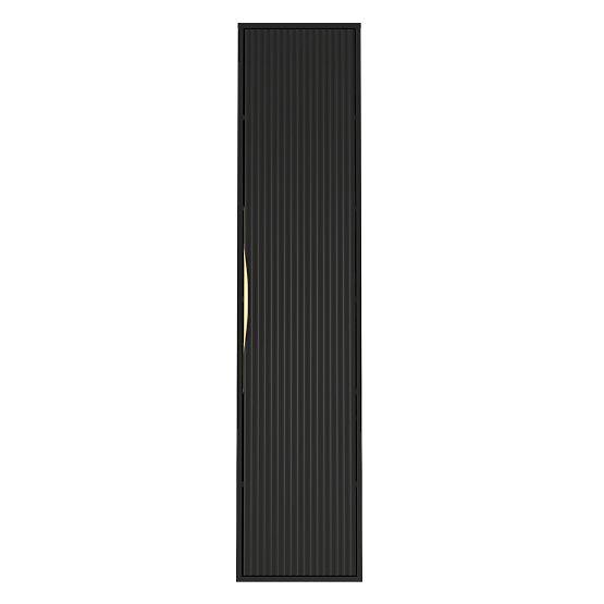 Bathroom Cabinet Column Avila, Grooved, Gold Handle, Black