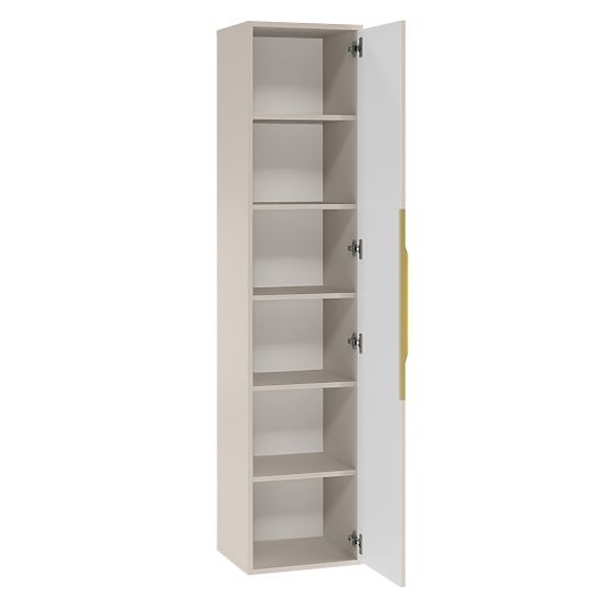 Bathroom Cabinet Column Avila, Grooved, Gold Handle, Cashmere