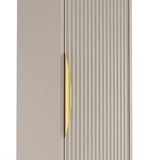 Bathroom Cabinet Column Avila, Grooved, Gold Handle, Cashmere
