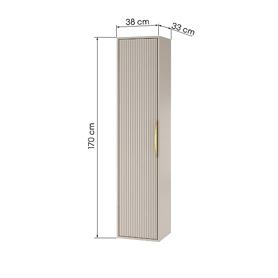 Bathroom Cabinet Column Avila, Grooved, Gold Handle, Cashmere