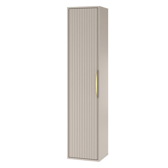 Bathroom Cabinet Column Avila, Grooved, Gold Handle, Cashmere