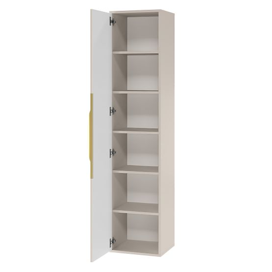 Bathroom Cabinet Column Avila, Grooved, Gold Handle, Cashmere