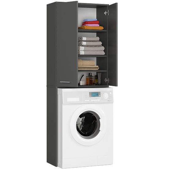 BATHROOM CABINET FIN 180 COLUMN FOR WASHING MACHINE FULL 2D - GRAY