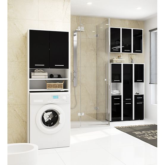 BATHROOM CABINET FIN COLUMN 30 2D 140cm BLACK GLOSS